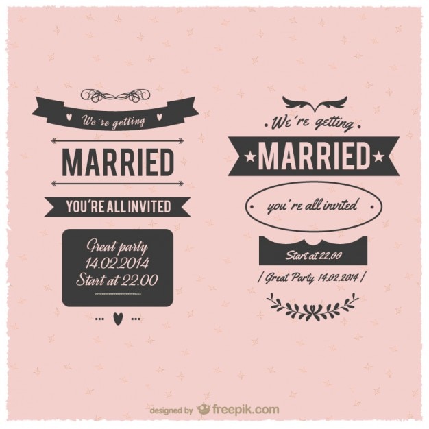 Vector gratuito etiquetas de matrimonio vintage