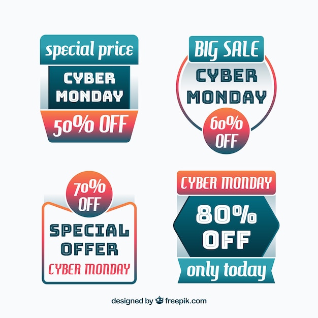 Etiquetas modernas de cyber monday