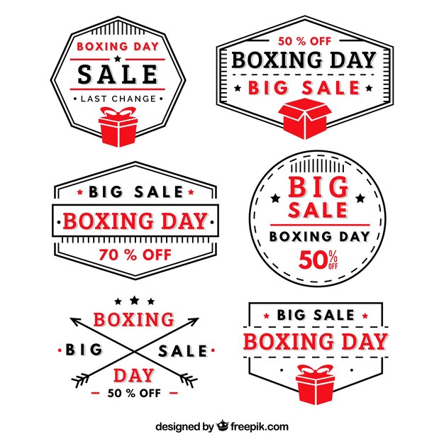 Etiquetas modernas de descuento de boxing day