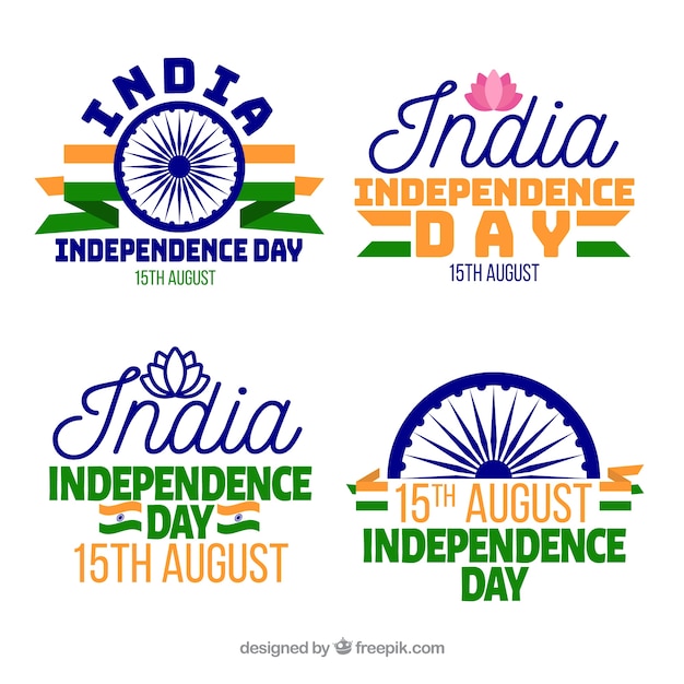 Vector gratuito etiquetas modernas para el día de la independencia de la india