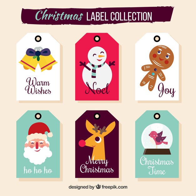 Etiquetas de navidad con estilo gracioso