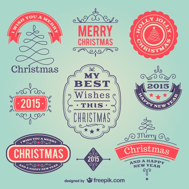 Etiquetas de Navidad estilo retro