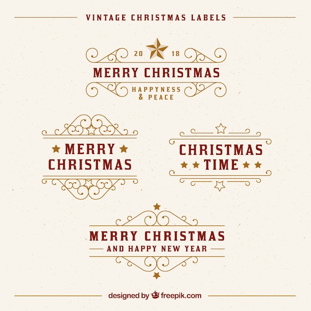 Etiquetas de navidad vintage