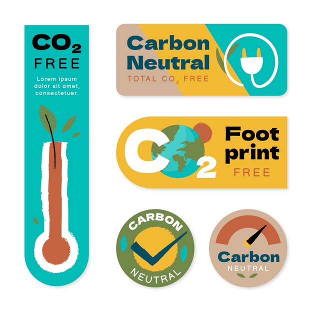 Etiquetas neutras en carbono dibujadas a mano