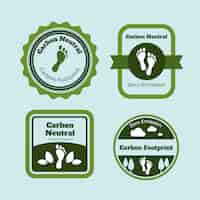 Vector gratuito etiquetas o sellos de huella de carbono planos dibujados a mano de la industria