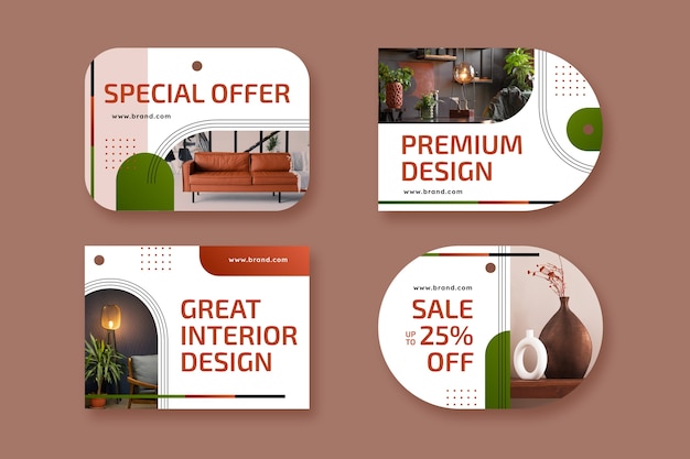 Vector gratuito etiquetas de oferta de diseño interior degradado