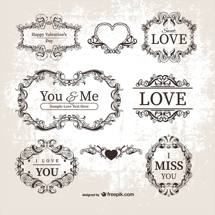 Vector gratuito etiquetas ornamentales de san valentín
