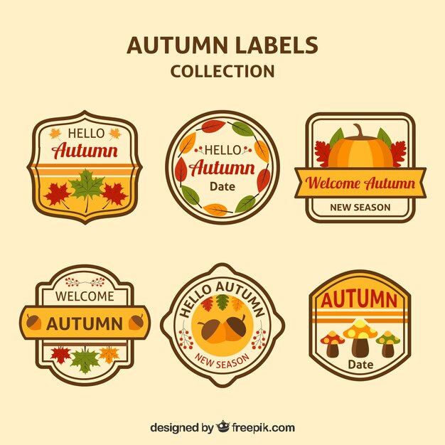 Etiquetas de otoño con estilo divertido