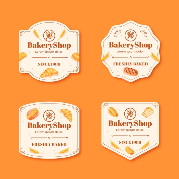 Etiquetas de panadería dibujadas a mano