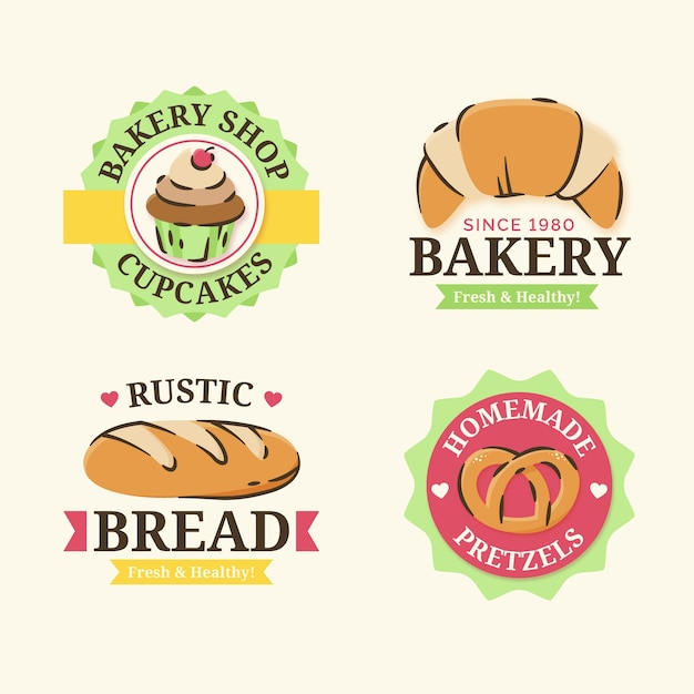 Vector gratuito etiquetas de panadería dibujadas a mano