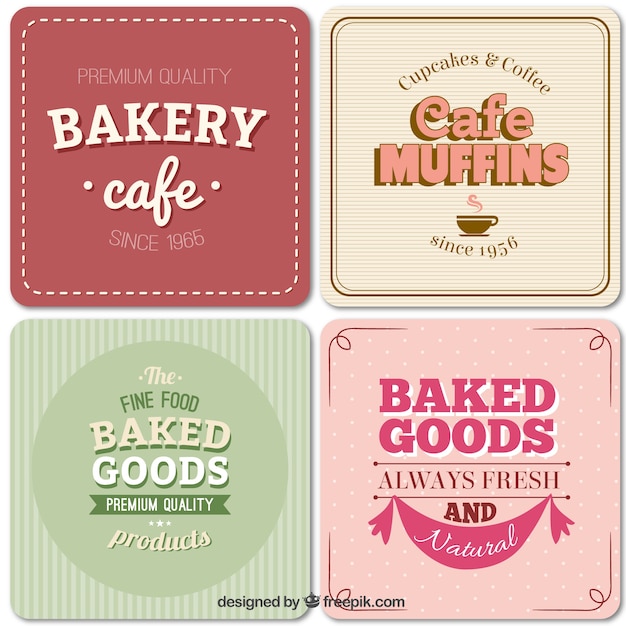 Vector gratuito etiquetas de panadería en el estilo vintage