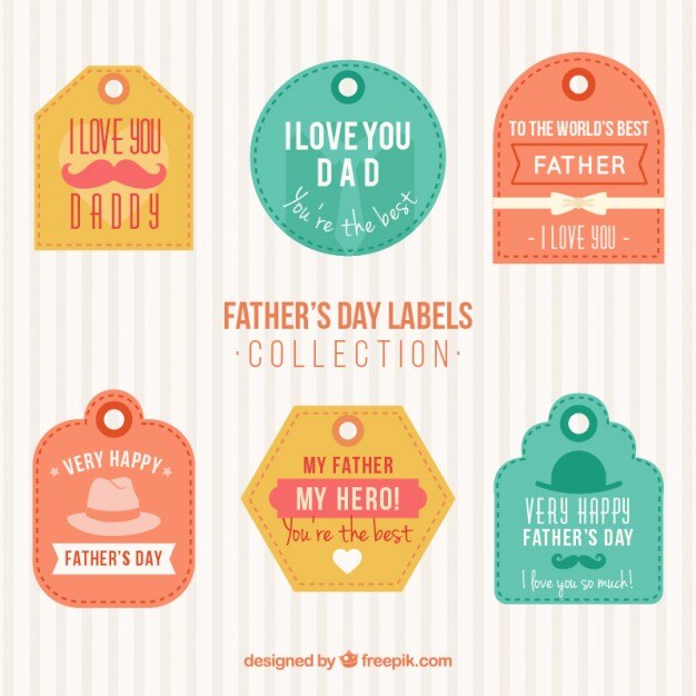 Etiquetas planas de colores y pegatinas para el día del padre