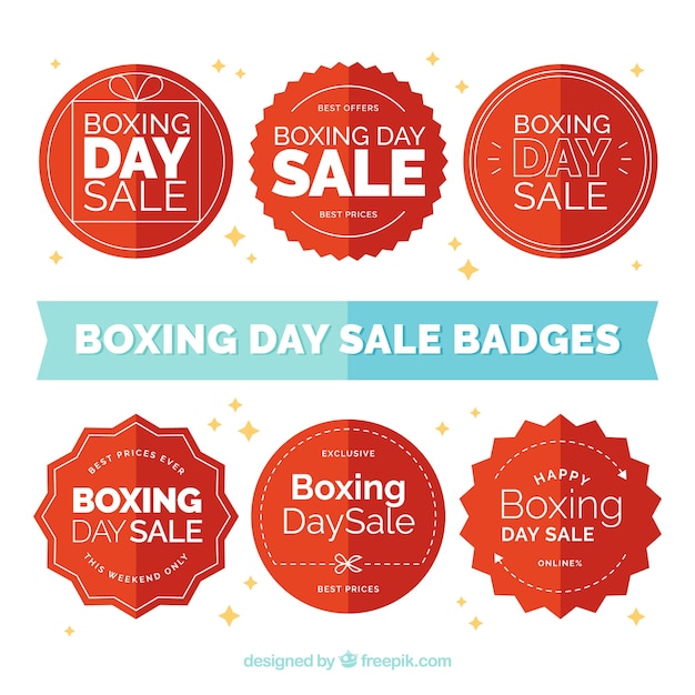 Etiquetas planas de descuento de boxing day