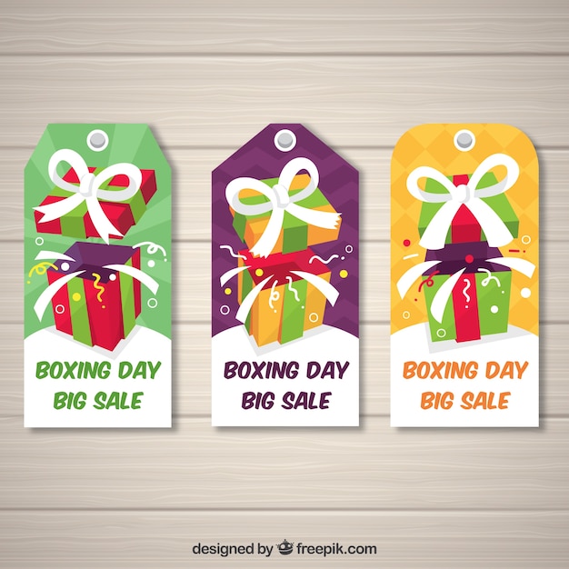 Etiquetas planas de descuento de boxing day