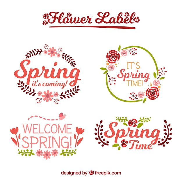 Vector gratuito etiquetas primaverales con estilo floral