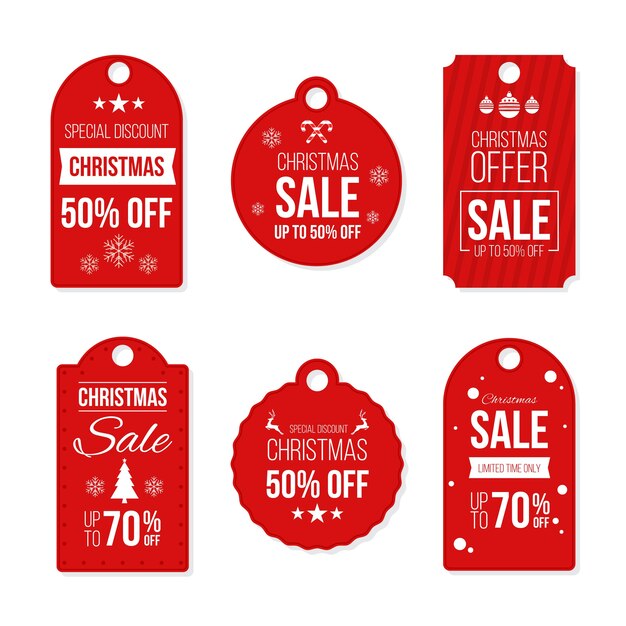 Etiquetas de regalo de navidad listas para usar de diseño plano