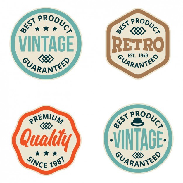 Etiquetas retro a color