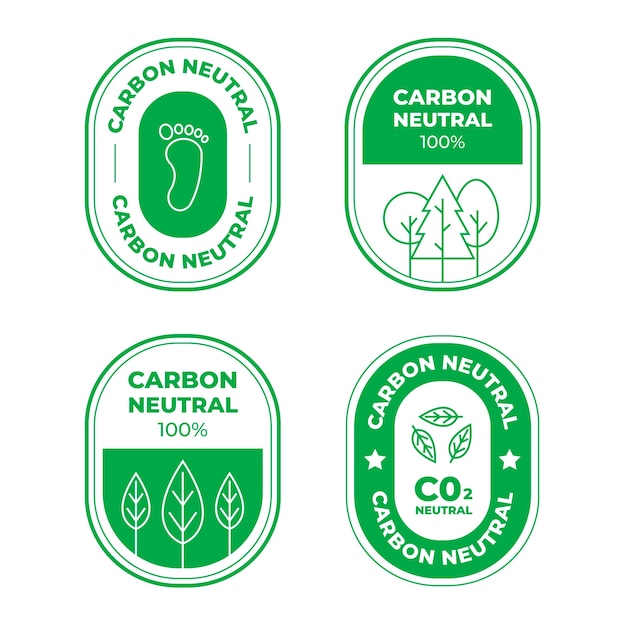 Etiquetas y sellos neutros en carbono de diseño plano