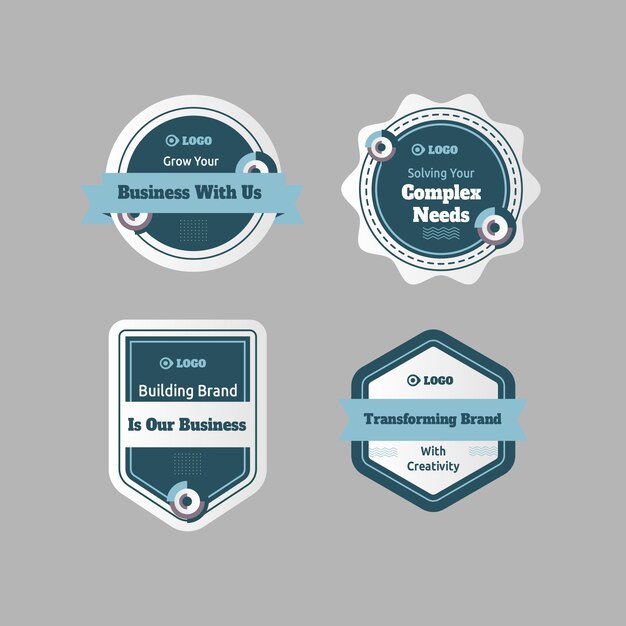 Etiquetas de taller de negocios de diseño plano