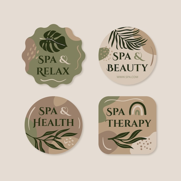 Etiquetas de tratamiento de spa boho de diseño plano