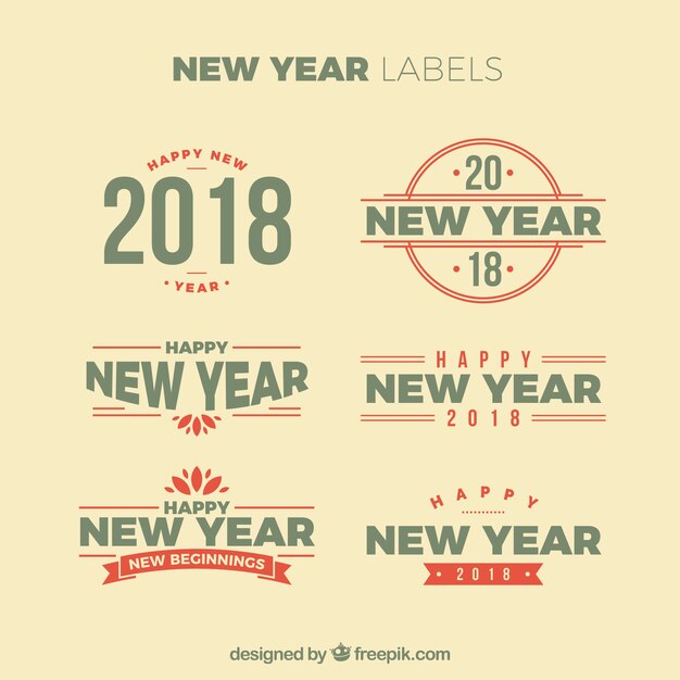 Etiquetas vintage de año nuevo