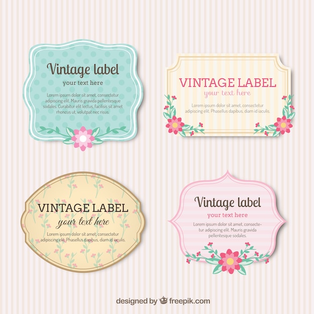 Etiquetas vintage con flores