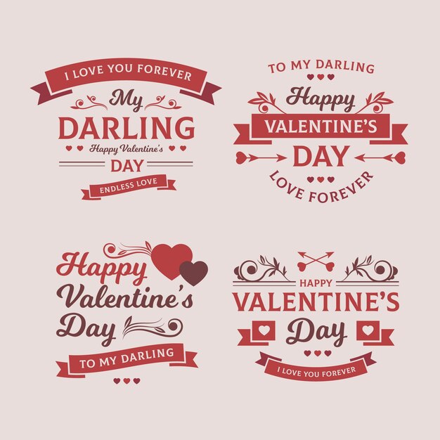 Etiquetas vintage de san valentín