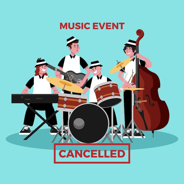 Vector gratuito evento cancelado para ilustración musical