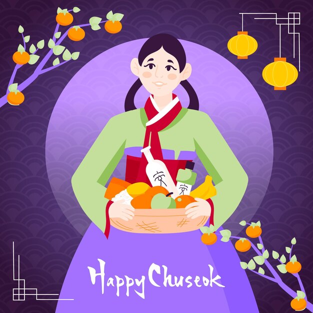 Evento chuseok de diseño dibujado a mano