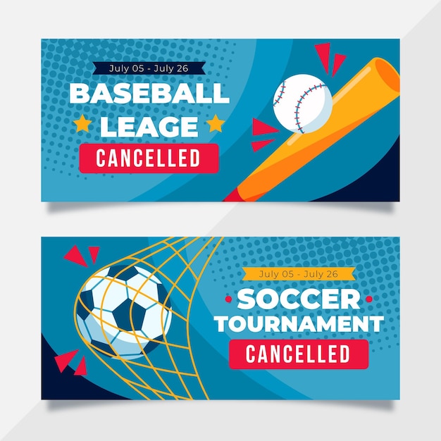 Vector gratuito evento deportivo cancelado banners