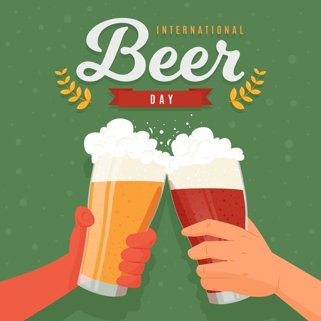 Evento del día de la cerveza con manos sosteniendo copas