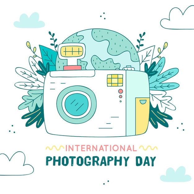 Vector gratuito evento de día de fotografía con cámara