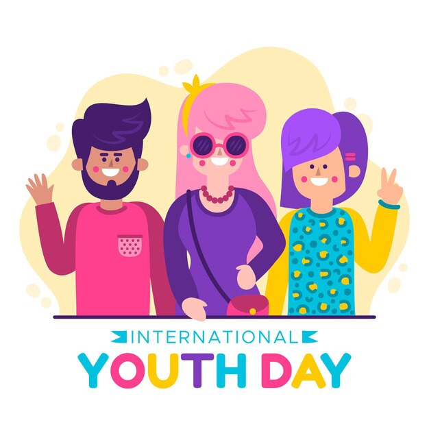 Vector gratuito evento del día de la juventud de diseño plano