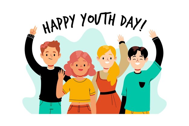Evento del día de la juventud de estilo dibujado a mano