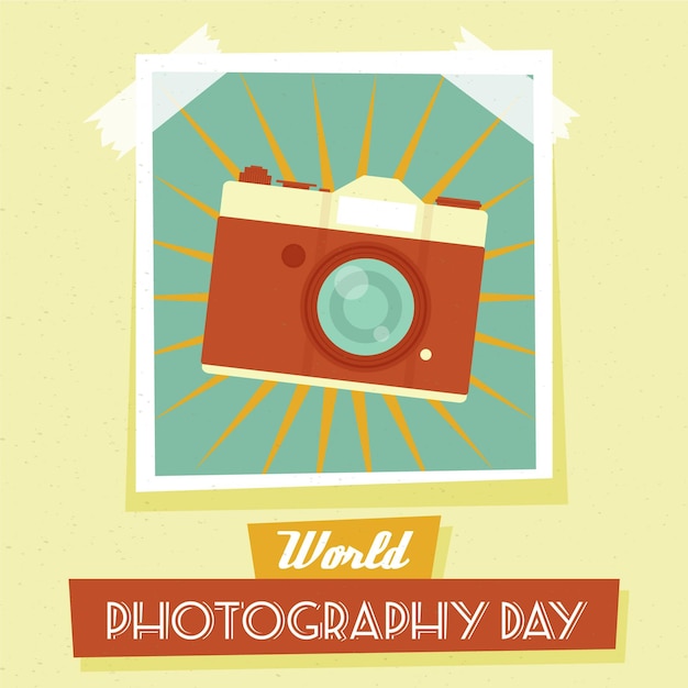 Vector gratuito evento del día mundial de la fotografía de diseño plano