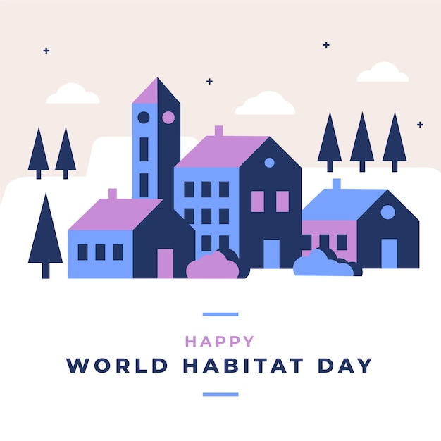 Evento del día mundial del hábitat en diseño plano