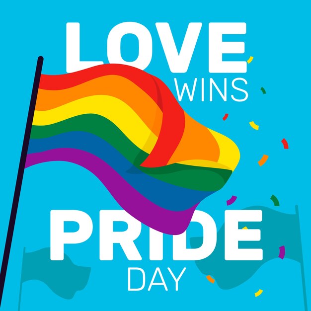 Evento del día del orgullo con la bandera del arco iris