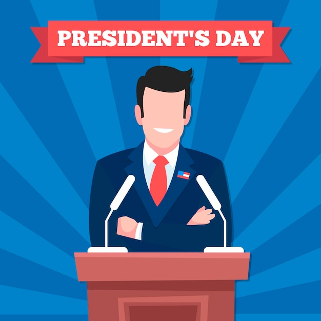 Evento del día del presidente con un hombre que tiene un discurso.