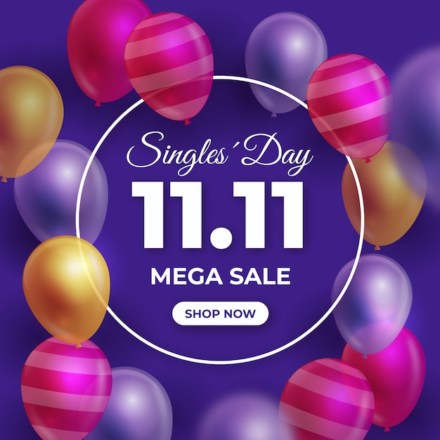 Vector gratuito evento del día de los solteros con globos de colores