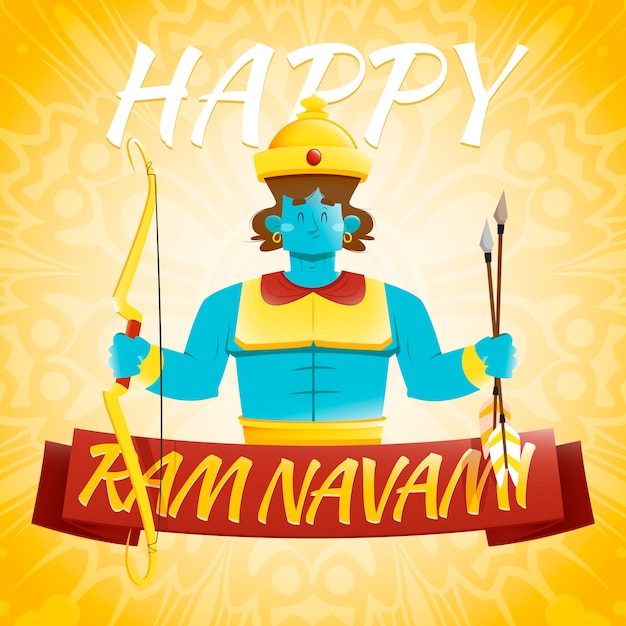 Vector gratuito evento de diseño plano feliz día de ram navami