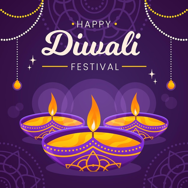 Vector gratuito evento de diwali con diseño plano de velas.