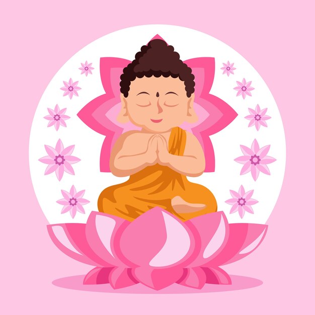 Evento feliz vesak de diseño plano