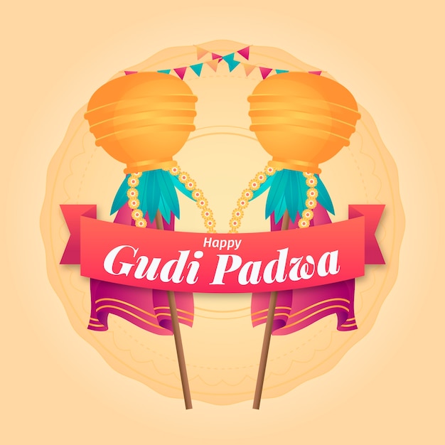 Vector gratuito evento de gudi padwa de diseño plano