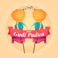 Vector gratuito evento de gudi padwa de diseño plano