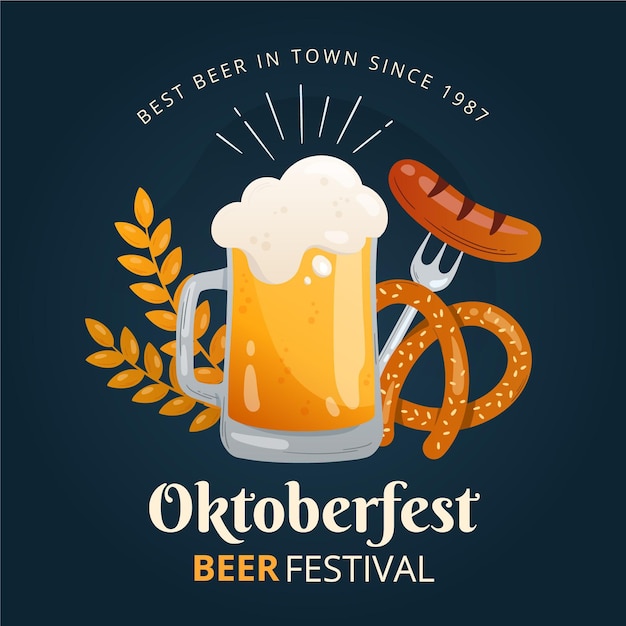 Evento de oktoberfest de estilo dibujado a mano