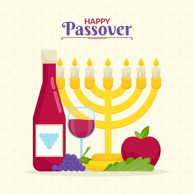 Evento de pesach de diseño plano con velas