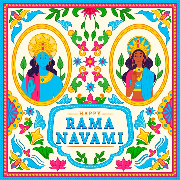 Evento tradicional ram navami dibujado a mano