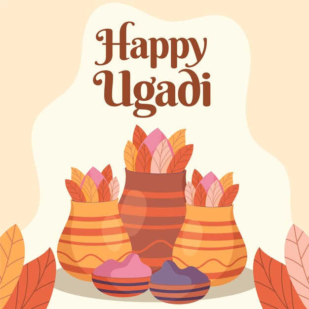 Evento Ugadi con estilo dibujado a mano