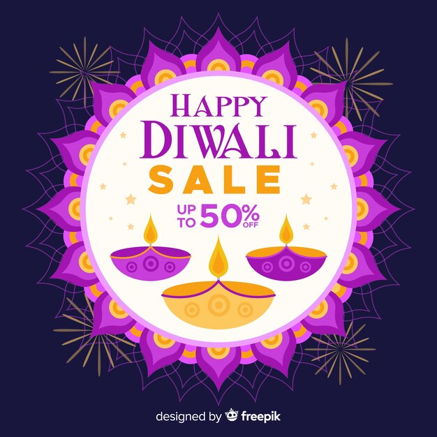 Evento de venta de diwali de diseño plano