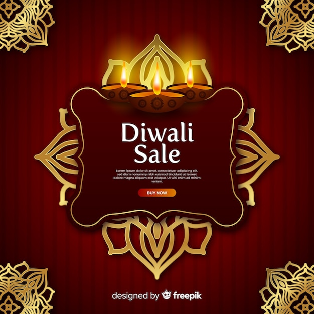 Evento de venta realista de diwali